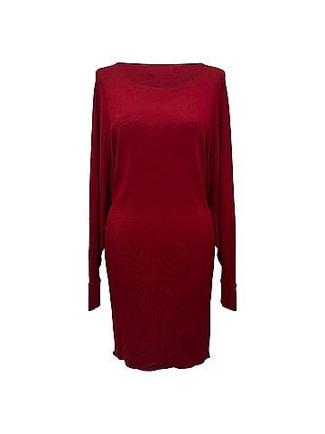 Lanvin Lanvin Long Sleeve Mini Dress in Burgundy Viscose (view 1)