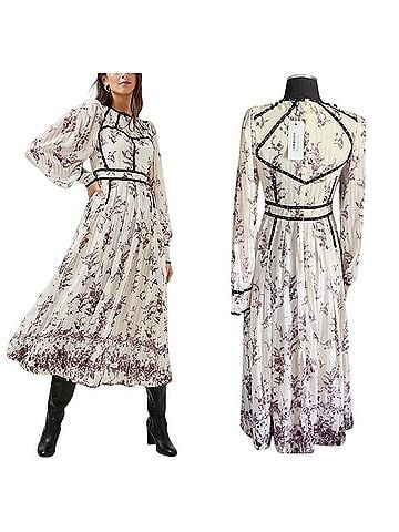 Karen Millen Lydia Millen Floral Stud Trim Drama Maxi Dress Cocktail Dress (view 1)