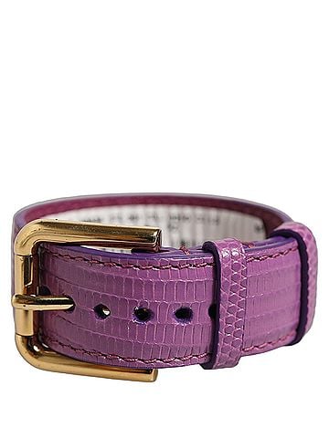 Dolce & Gabbana Purple Textured Leather Gold Buckle Belt Strap Women's Bracelet (view 1)