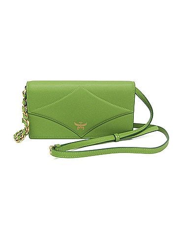 MCM MCM Diamond Chain Wallet MYLEAAK01 Women's Leather Chain/Shoulder Wallet Light Green (view 1)