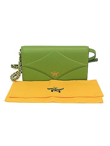 MCM MCM Diamond Chain Wallet MYLEAAK01 Women's Leather Chain/Shoulder Wallet Light Green (view 2)