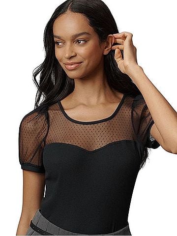 Anthropologie Maeve Sheer Yoke Sweetheart Top Short Sleeve T-Shirt (view 1)