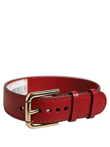 Dolce & Gabbana Red Calfskin Leather Gold Buckle Belt Strap Women's Bracelet (view 1)
