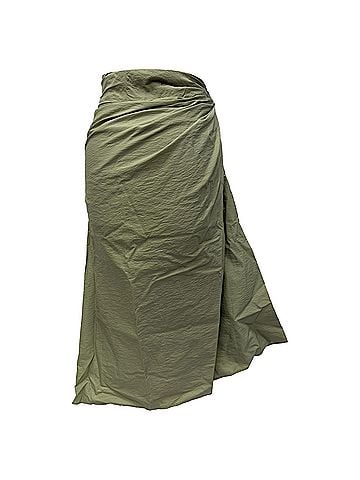 Brunello Cucinelli Brunello Cucinelli Knot Detail Wrap Skirt in Olive Green Cotton (view 2)
