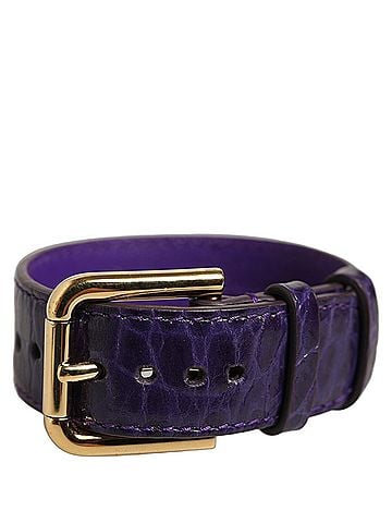 Dolce & Gabbana Violet Embossed Leather Gold Buckle Belt Strap Women's Bracelet (view 1)