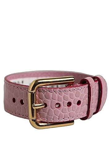 Dolce & Gabbana Pink Embossed Leather Gold Buckle Belt Strap Women's Bracelet (view 1)