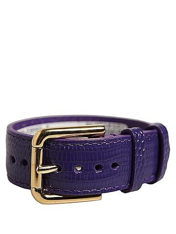 Dolce & Gabbana Violet Textured Leather Gold Buckle Belt Strap Women's Bracelet (view 1)