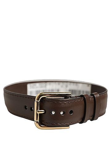 Dolce & Gabbana Brown Calfskin Leather Gold Buckle Belt Strap Women's Bracelet (view 1)