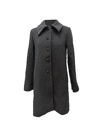 Ganni Ganni Collared Trench Coat in Grey Wool (view 1)