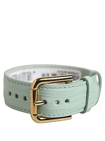 Dolce & Gabbana Green Textured Leather Gold Buckle Belt Strap Women's Bracelet (view 1)
