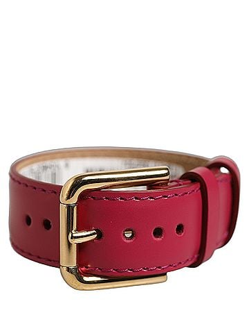 Dolce & Gabbana Red Calfskin Leather Gold Buckle Belt Strap Women's Bracelet (view 1)