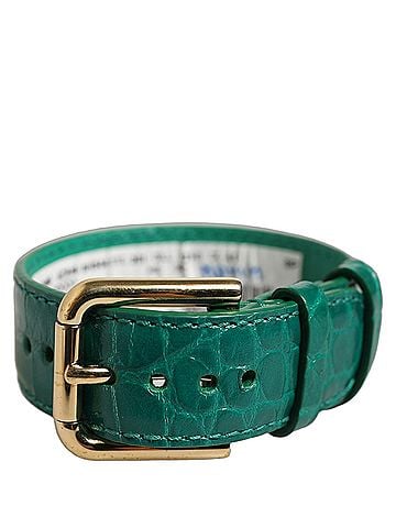 Dolce & Gabbana Green Embossed Leather Gold Buckle Belt Strap Women's Bracelet (view 1)