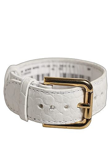 Dolce & Gabbana White Embossed Leather Gold Buckle Belt Strap Women's Bracelet (view 1)