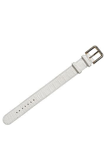 Dolce & Gabbana White Embossed Leather Gold Buckle Belt Strap Women's Bracelet (view 2)