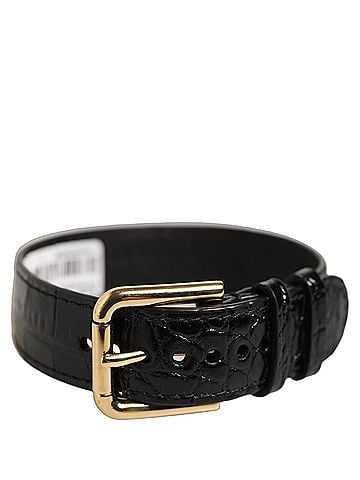 Dolce & Gabbana Black Textured Leather Gold Buckle Belt Strap Women's Bracelet (view 1)