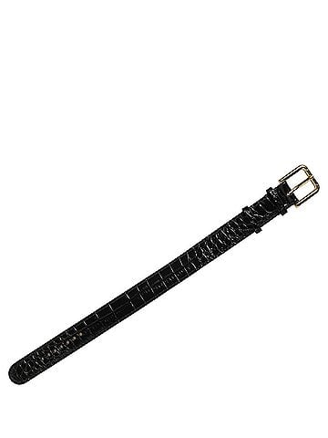 Dolce & Gabbana Black Textured Leather Gold Buckle Belt Strap Women's Bracelet (view 2)