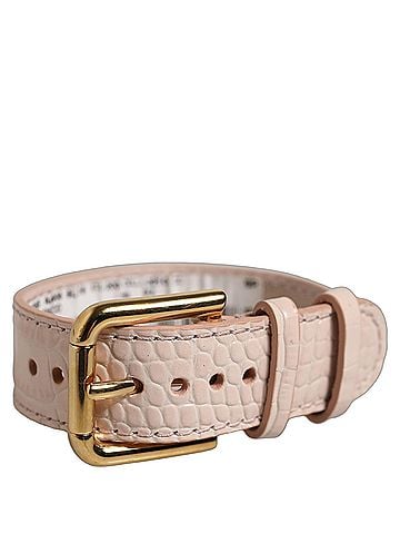 Dolce & Gabbana Pink Embossed Leather Gold Buckle Belt Strap Women's Bracelet (view 1)