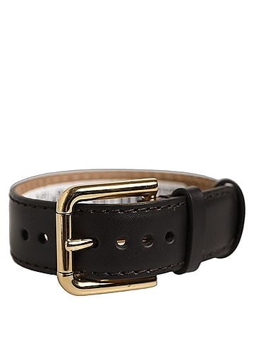Dolce & Gabbana Black Calfskin Leather Gold Buckle Belt Strap Women's Bracelet (view 1)
