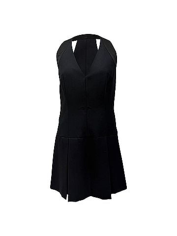 Alexander McQueen Alexander McQueen Mini Halter Dress in Black Wool (view 1)