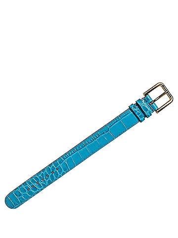 Dolce & Gabbana Blue Embossed Leather Gold Buckle Belt Strap Women's Bracelet (view 2)