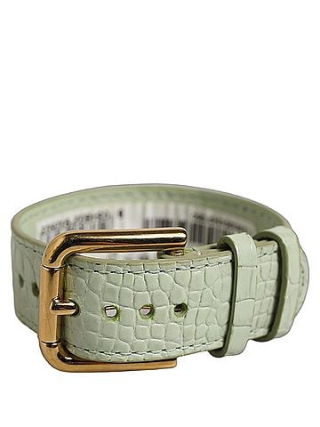 Dolce & Gabbana Green Embossed Leather Gold Buckle Belt Strap Women's Bracelet (view 1)
