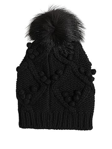 Dolce & Gabbana Black Cashmere Knitted Fur Pom-Pom Beanie One Size Women's Hat (view 1)