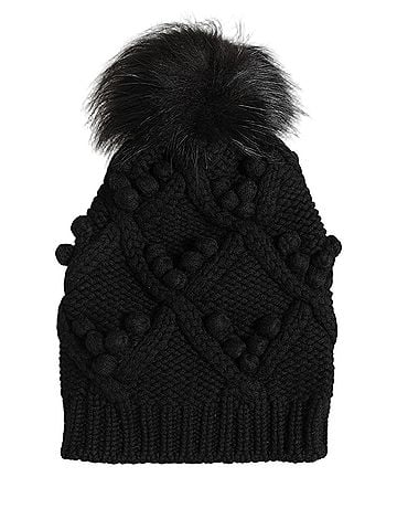 Dolce & Gabbana Black Cashmere Knitted Fur Pom-Pom Beanie One Size Women's Hat (view 2)