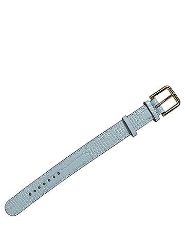 Dolce & Gabbana Blue Embossed Leather Gold Buckle Belt Strap Women's Bracelet (view 2)
