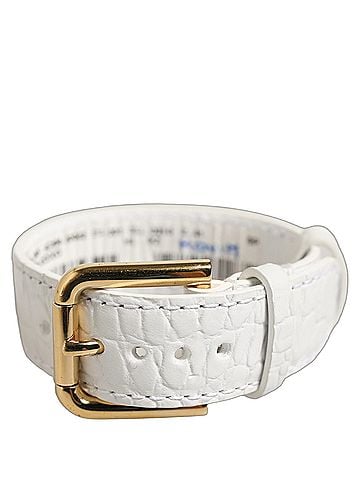 Dolce & Gabbana White Embossed Leather Gold Buckle Belt Strap Women's Bracelet (view 1)
