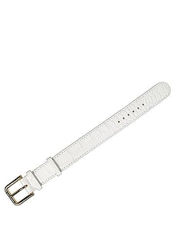 Dolce & Gabbana White Embossed Leather Gold Buckle Belt Strap Women's Bracelet (view 2)