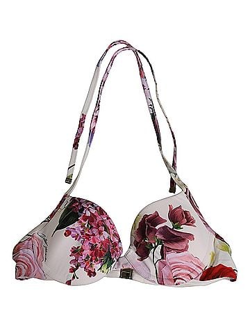 Dolce & Gabbana White Floral Print Nylon Beachwear Bikini Women's Top (view 1)