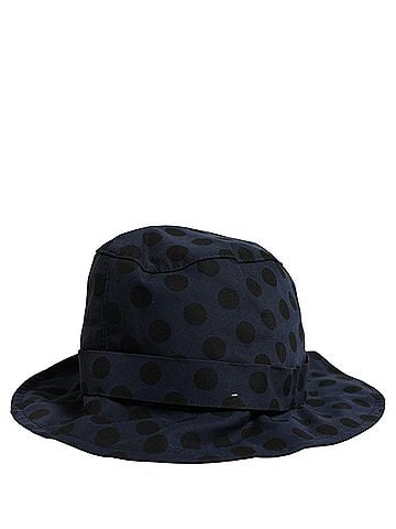 Dolce & Gabbana Blue Black Polka Dot Cotton Bucket Capello Women's Hat (view 1)