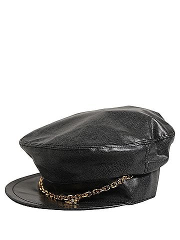 Dolce & Gabbana Black Cotton Gold DG Chain Baker Boy Capello Women's Hat (view 1)