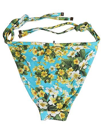 Dolce & Gabbana Blue Floral Print Nylon Beachwear Bikini Women's Bottom (view 2)