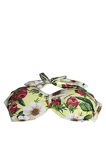 Dolce & Gabbana Yellow Floral Halter Nylon Beachwear Bikini Women's Top (view 1)