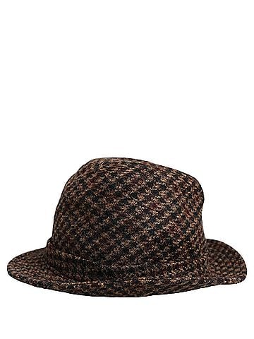 Dolce & Gabbana Brown Checkered Wool Tweed Fedora Capello Women's Hats (view 2)