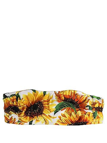 Dolce & Gabbana White Sunflower Print Bandeau Beachwear Bikini Women's Top (view 1)