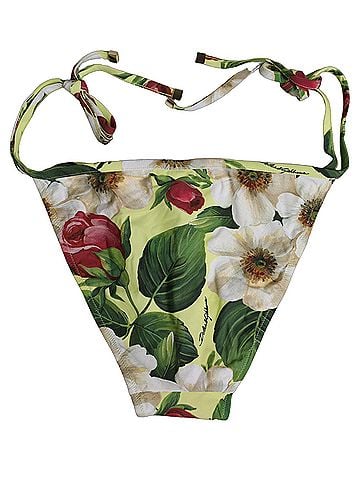 Dolce & Gabbana Yellow Floral Print Nylon Beachwear Bikini Women's Bottom (view 2)