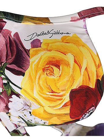 Dolce & Gabbana White Floral Print Nylon Beachwear Bikini Women's Top (view 2)