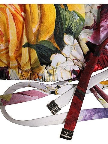 Dolce & Gabbana White Floral Print Triangle Beachwear Bikini Women's Top (view 2)