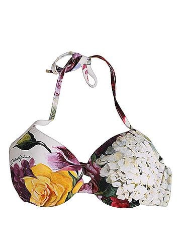 Dolce & Gabbana White Floral Print Nylon Beachwear Bikini Women's Top (view 1)