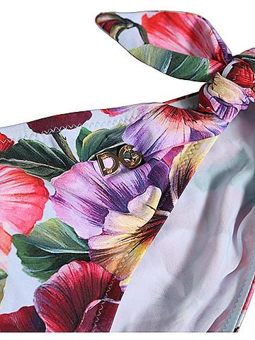 Dolce & Gabbana White Floral Print Nylon Beachwear Bikini Women's Bottom (view 2)