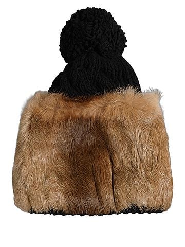 Dolce & Gabbana Black Brown Dyed Rabbit Real Fur Winter Beanie Women's Hat (view 1)