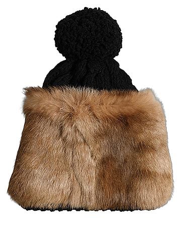 Dolce & Gabbana Black Brown Dyed Rabbit Real Fur Winter Beanie Women's Hat (view 2)