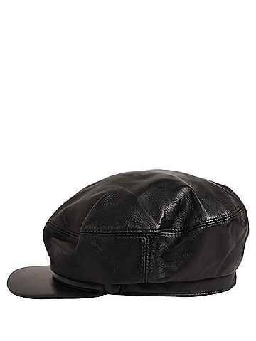 Dolce & Gabbana Black Lambskin Leather Newsboy Capello Women's Hat (view 1)