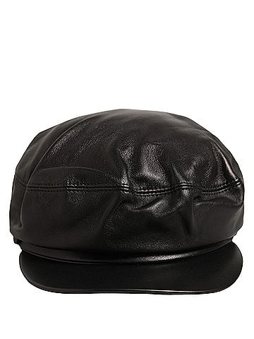 Dolce & Gabbana Black Lambskin Leather Newsboy Capello Women's Hat (view 2)