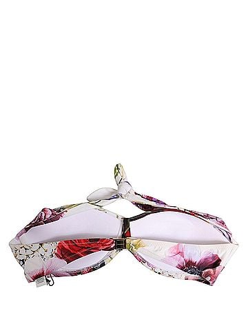 Dolce & Gabbana White Floral Print Nylon Beachwear Bikini Women's Top (view 2)