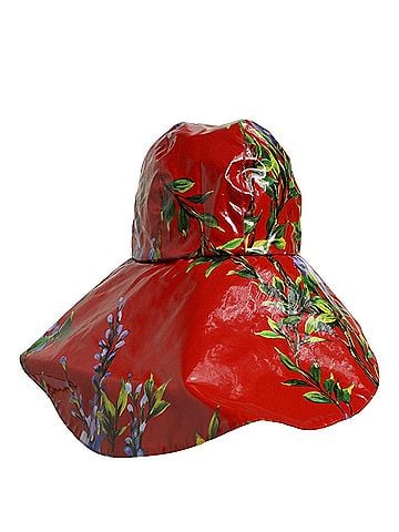 Dolce & Gabbana Glossy Red Floral Wide Brim Bucket Capello Women's Hat (view 1)