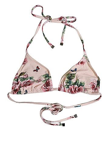 Dolce & Gabbana Pink Nylon Floral Halter Beachwear Bikini Women's Top (view 1)