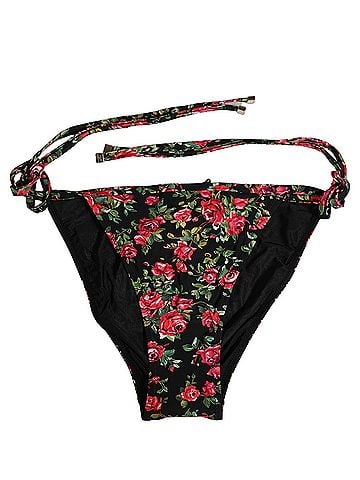 Dolce & Gabbana Black Floral Print Nylon Beachwear Bikini Women's Bottom (view 1)